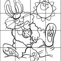 Desenho de Quebra-cabeça de coelho da Páscoa para colorir