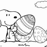 Desenho de Snoopy na Páscoa para colorir