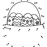 Desenho de Unir pontos - cesta de ovos de Páscoa para colorir