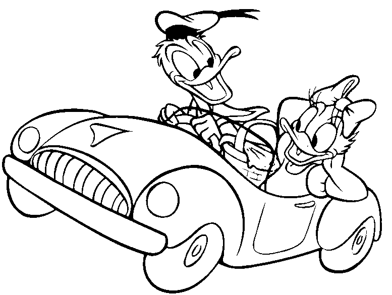 Donald e margarida no carro