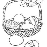 Desenho de Canasta de ovos de Páscoa para colorir