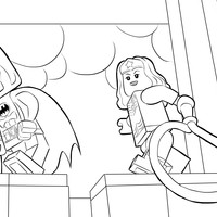 Desenho de Batman e Mulher Maravilha Lego para colorir