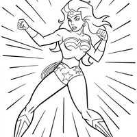 Desenho de Mulher Maravilha e seus poderes para colorir