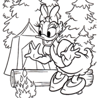 Desenho de Margarida fazendo fogueira para colorir