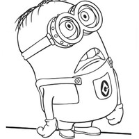 Desenho de Minion Dave assustado para colorir