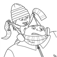 Desenho de Gru e Agnes para colorir