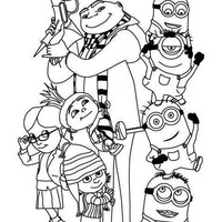 Desenho de Gru e os Minions para colorir