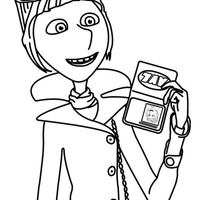 Desenho de Lucy mostrando crachá para colorir