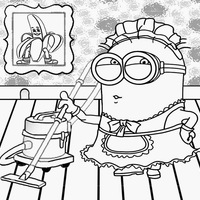 Desenho de Minion faxineira para colorir