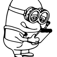 Desenho de Minion fazendo anotações para colorir