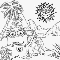 Desenho de Minion na floresta para colorir