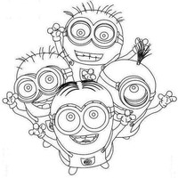 Desenho de Minions felizes para colorir