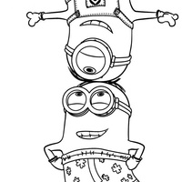 Desenho de Minions surfando para colorir