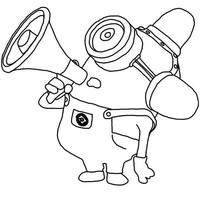 Desenho de Minion Stuart gritando no alto-falante para colorir