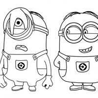 Desenho de Minions Stuart e Dave para colorir