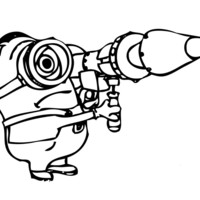 Desenho de Minion Stuart usando arma para colorir