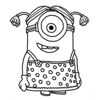 Desenho de Minion Stuart vestido de mulher para colorir