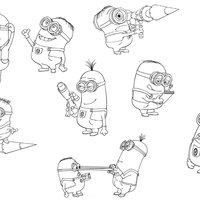 Desenho de Vários Minions para colorir