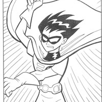 Desenho de Robin de Jovens Titãs em ação para colorir