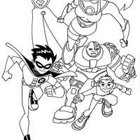 Desenho de Robin e amigos Jovens Titãs para colorir