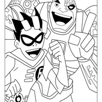 Desenho de Robin e Cyborg para colorir