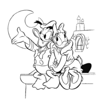 Desenho de Pato Donald cantando para Margarida para colorir
