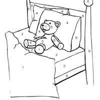 Desenho de Colorir com números - Cama para colorir