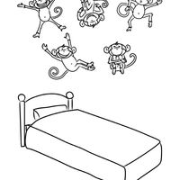 Desenho de Macaquinhos saltando na cama para colorir