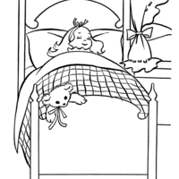Desenho de Menina na cama para colorir