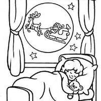 Desenho de Menino dormindo na noite de Natal para colorir