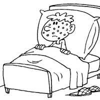 Desenho de Menino na cama com catapora para colorir
