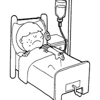 Desenho de Menino na cama do hospital para colorir
