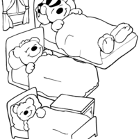 Desenho de Ursinhos dormindo nas camas para colorir