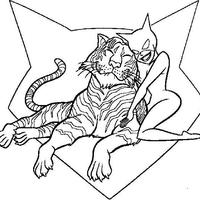 Desenho de Mulher Gato e tigre para colorir
