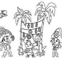 Desenho de Jake e seus amigos na ilha do tesouro para colorir