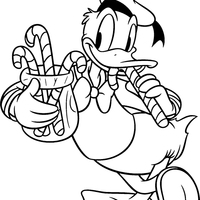 Desenho de Donald comendo doces de Natal para colorir