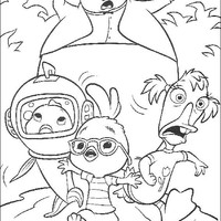 Desenho de Chicken Little e amigos fugindo para colorir