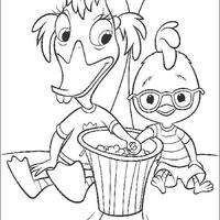 Desenho de Chicken Little e Hebe Marreca para colorir