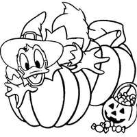 Desenho de Donald e abóboras do Halloween para colorir