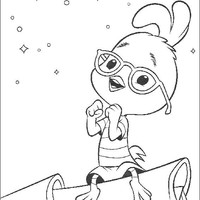 Desenho de Chicken Little no telhado para colorir