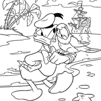 Desenho de Donald e arara para colorir