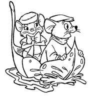 Desenho de Bernardo e Bianca no rio para colorir