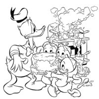 Desenho de Donald e seus sobrinhos para colorir