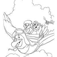 Desenho de Bernardo e Bianca voando para colorir