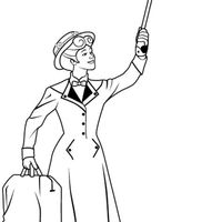 Desenho de Mary Poppins se preparando para voar para colorir