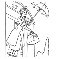 Desenho de Mary Poppins voando para colorir
