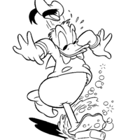 Desenho de Donald escorregando no gelo para colorir