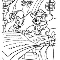 Desenho de Teco e namorada pesquisando livro para colorir