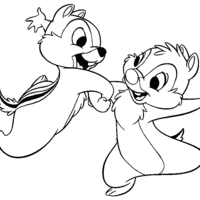 Desenho de Tico e Teco bailando para colorir
