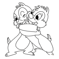 Desenho de Tico e Teco se abraçando para colorir